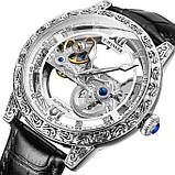 Чоловічий механічний годинник з відкритим механізмом і автопідзаводом Forsining 8258 Silver-Silver, фото 7