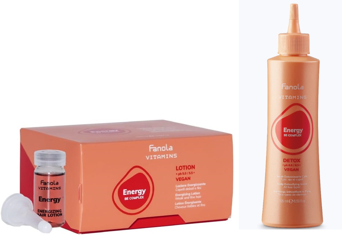 Набір для волосся Fanola Vitamins Energy Be Complex Ампули 12шт.*10мл. та скраб для шкіри голови Detox 195мл.