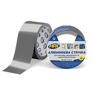 HPX AL 120°С 40мкм - 50мм x 10м - високотемпературна алюмінієва клейка стрічка (алюмінієвий скотч)