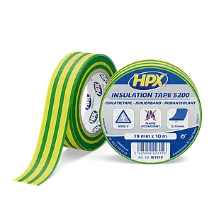 HPX 5200 - 19мм x 10м, жовто-зелена - професійна ізоляційна стрічка