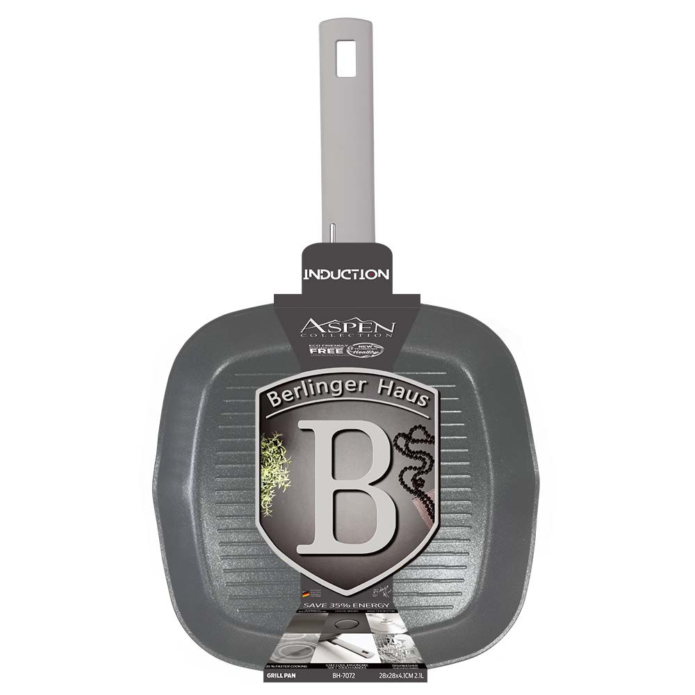 Сковорода-гриль 28 см 2.1 л із кованого алюмінію індукційне дно BERLINGER HAUS Aspen Collection BH 7072, фото 1