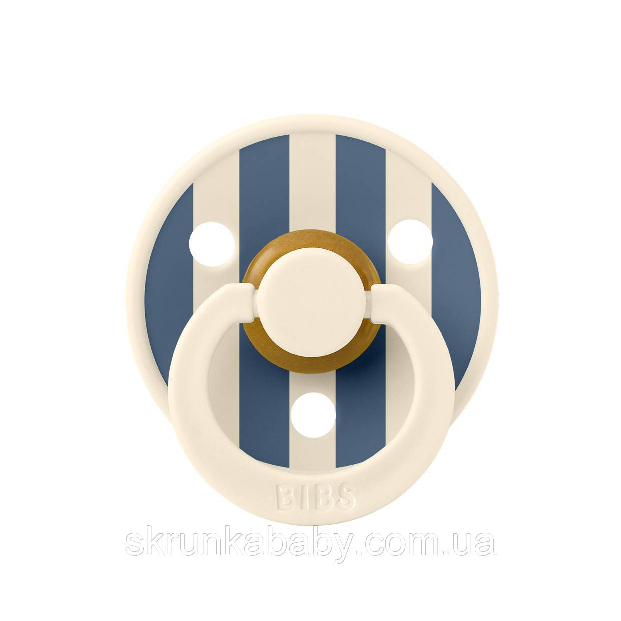 Пустушка Studio Colour Latex Round (кругла) Block – Ivory / Steel Blue - 6-18 міс., фото 1