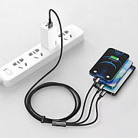 Кабель 3в1 для швидкого заряджання 3-х телефонів Baseus Tungsten Gold (Micro USB+Lightning+Type-C), фото 9