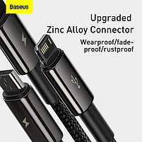 Кабель 3в1 для швидкого заряджання 3-х телефонів Baseus Tungsten Gold (Micro USB+Lightning+Type-C), фото 11
