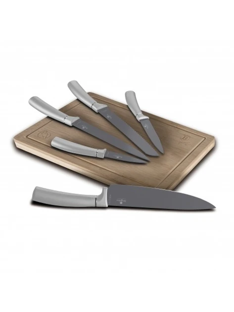 Набір якісних ножів нержавіюча сталь з дошкою Berlinger Haus 6 предметів Aspen Collection BH 2846, фото 1