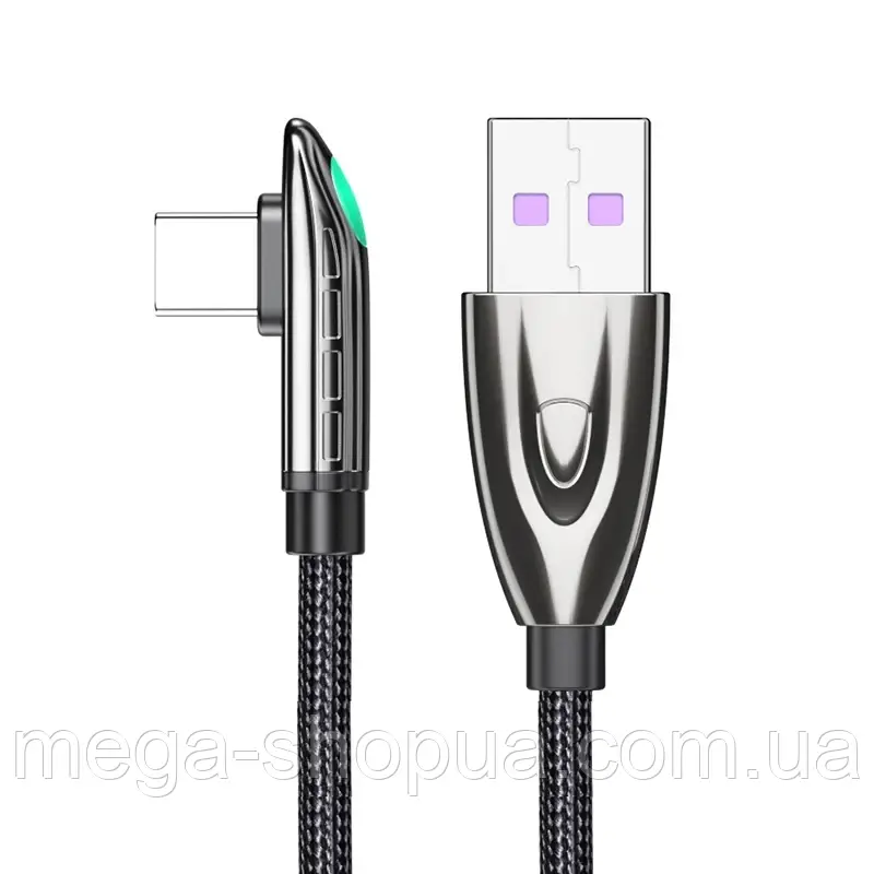Кабель кутовий 90 градусів для швидкої зарядки телефону смартфона 3A USB-Type-C 1м зарядний провід шнур N2A