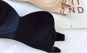 Бюстгальтер Анжеліка з регульованою спинкою, Безшовний гладкий бюстгальтер пуш ап, Бюстгальтер в стилі бандо Чорний, 60B