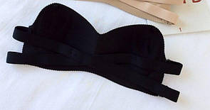 Бюстгальтер Анжеліка з регульованою спинкою, Безшовний гладкий бюстгальтер пуш ап, Бюстгальтер в стилі бандо Чорний, 65B