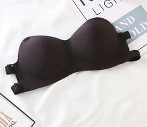 Бюстгальтер Анжеліка з регульованою спинкою, Безшовний гладкий бюстгальтер пуш ап, Бюстгальтер в стилі бандо Чорний, 75B