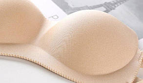 Бюстгальтер Анжеліка з регульованою спинкою, Безшовний гладкий бюстгальтер пуш ап, Бюстгальтер в стилі бандо Бежевий, 65В