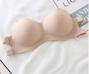 Гладкий бюстгальтер з пуш ап з регульованою спиною, Push up Classic, Бюстгальтер у стилі бандо push-up Бежевий, 70А