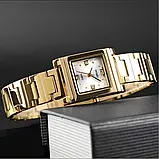 Жіночий класичний наручний годинник квадратний Skmei 1388GD Gold золото з металевим браслетом, фото 4