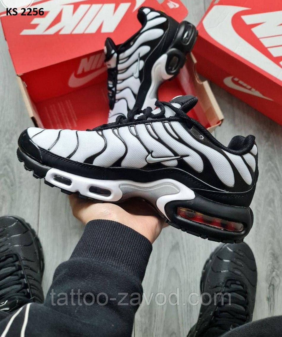 Кросівки чоловічі чорно-білі текстиль 42 43 44 Nike Air TN Max Plus White Black, фото 1