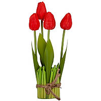 Букет штучних тюльпанів "Рапсодія" червоного кольору 25,5 см (5 шт.)