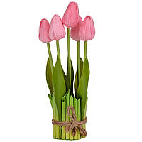 Букет штучних тюльпанів "Рапсодія" рожевого кольору 25,5 см (5 шт.)
