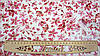 Тканина американський креп колір молочний із червоними квітами "Квіткова феєрія", фото 6