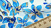 Тканина американський креп колір молочний із блакитними квітами "Квіткова феєрія", фото 4