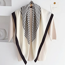 Шийна шовкова хустка Fashion Жаклін 70*70 см молочний, фото 3