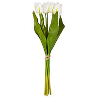 Букет штучних тюльпанів "Чарки" білого кольору 40 см (7 шт.)