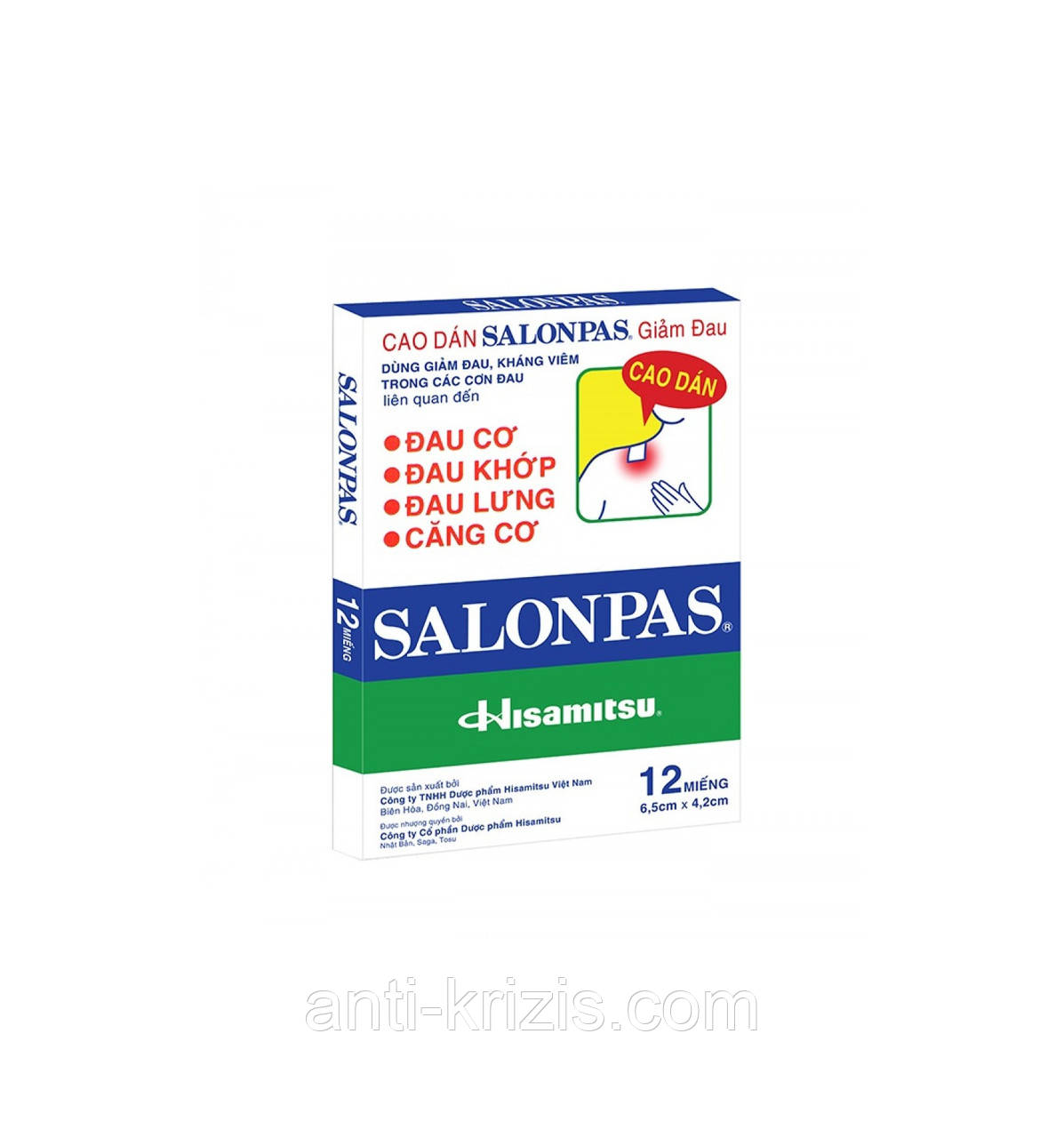 NEW 2024-Обезболивающий пластырь Салонпас Salonpas Hisamitsu 6.5х4.2 10 ...