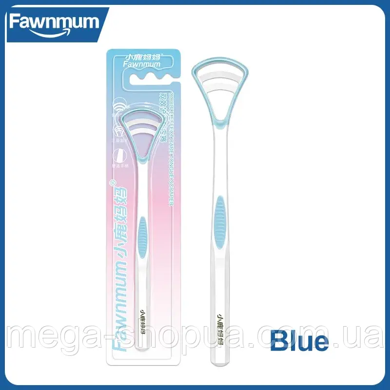 Щітка скребок для язика Fawnmum Blue. Очисник язика. Догляд за язиком. Скребок для язика