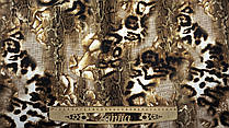 Тканина Шовк-Сатін колір чорно-коричневий "Леопард та пітон"