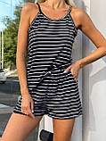 ✅ Літній смугастий костюм жіночий 50-52 р. | Модний Комплект майка + шорти у смужку, віскоза, на літо | Батал, фото 3