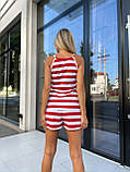 ✅ Літній смугастий костюм жіночий 50-52 р. | Модний Комплект майка + шорти у смужку, віскоза, на літо | Батал, фото 7