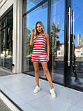 ✅ Літній смугастий костюм жіночий 50-52 р. | Модний Комплект майка + шорти у смужку, віскоза, на літо | Батал, фото 10