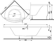 Кутова акрилова ванна KOLO Magnum 1550х1550х630 з ніжками XWN3055, фото 2
