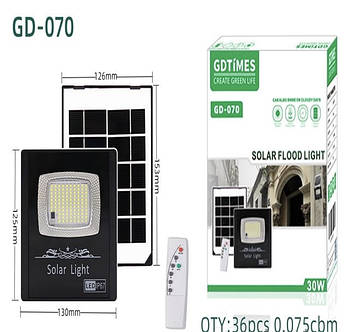 GD070 ПРОЖЕКТОР СВІТЛОДІОДНИЙ ВУЛИЧНИЙ ЗАРЯДКА СОНЯЧНА ПАНЕЛЬ GD-070 (36)