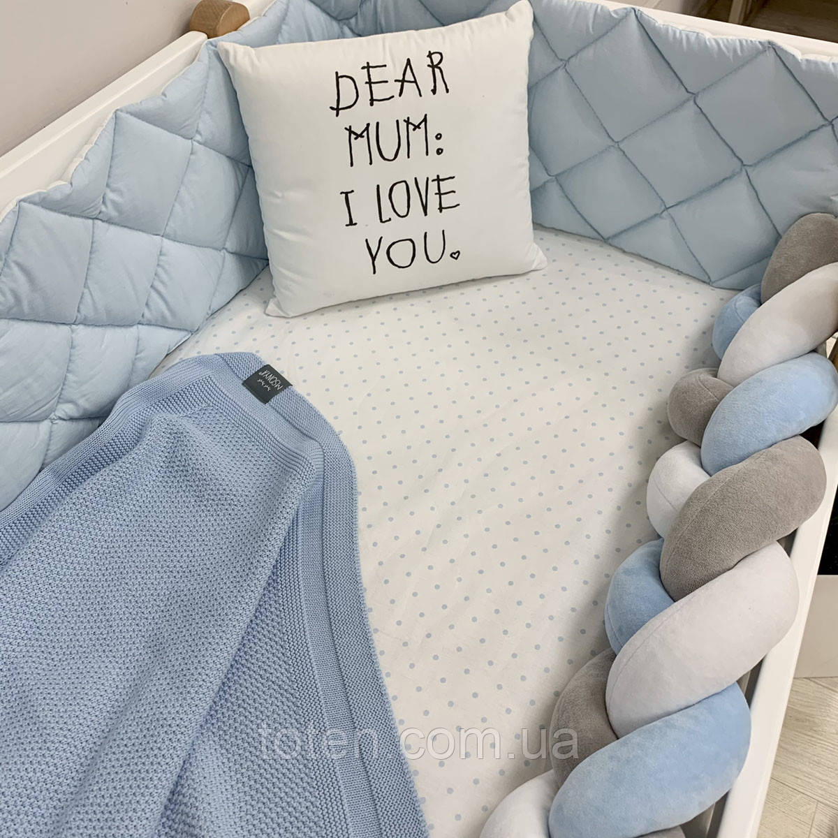 Стеганий борт на три сторони Монако блакитний топ, фото 1