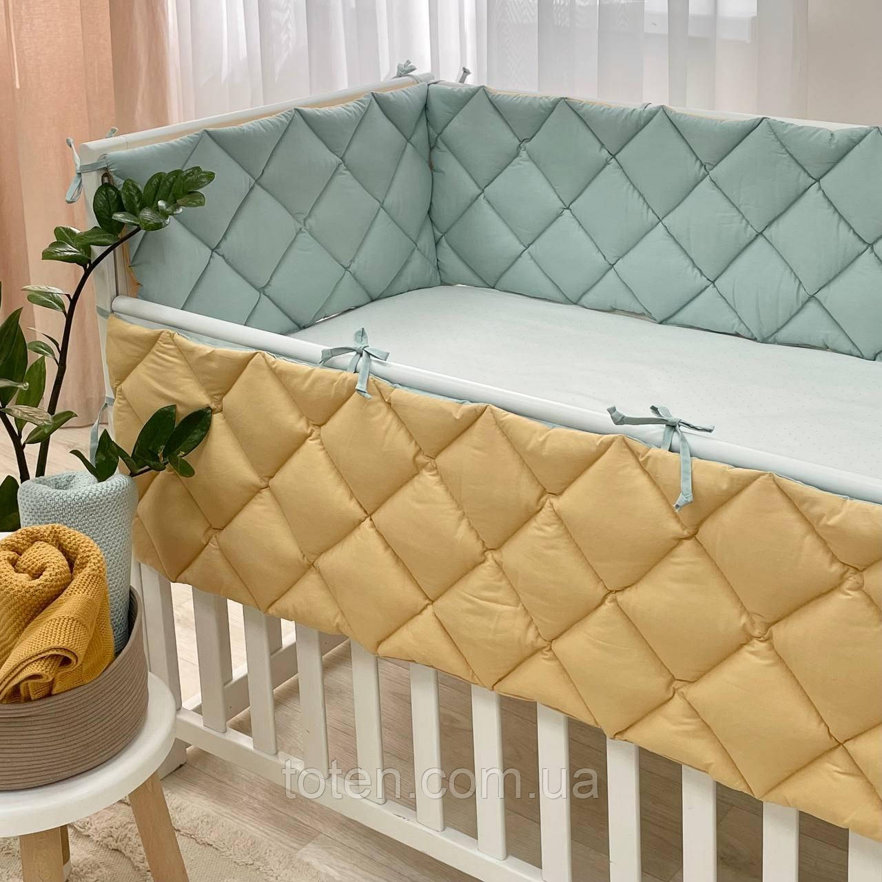 Стеганий борт темна м'ята/гірчиця топ, фото 1