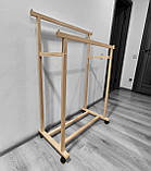 Вішалка для одягу підлогова дерев'яна. Рейл для одягу, фото 2