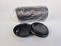 Кришка під склянку паперовий Ф90 (гар) Чорна Дніпро (на 500 мл і 400 мл) (50 шт.)