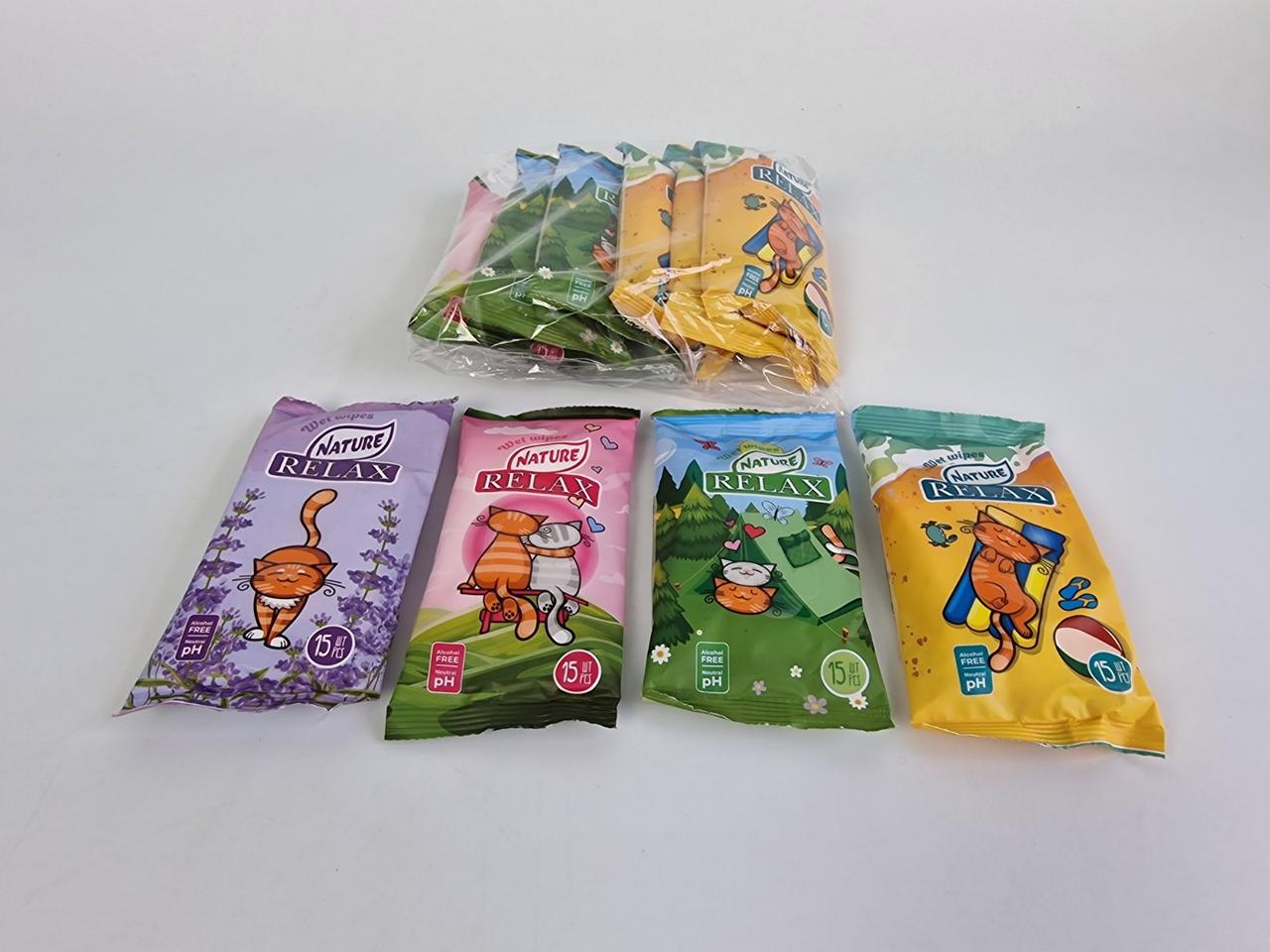 Волога серветка 15 шт RELAX "Асорті" (1 пачка), фото 1