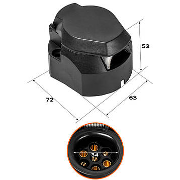 Розетка Bakker 12V 7 PIN з вимикачем та ущільнювачем 303503, фото 3