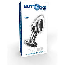 Анальна пробка з вібрацією ToyJoy The Glider, металева, срібна, Large, фото 5