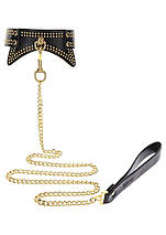 Нашийник із заклепками та повідцем Taboom Studded Collar and Leash, веганська шкіра, чорний, фото 4