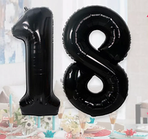Набір цифр фольгованих чорних 18 кулі повітряні парочка 76 см 32" Китай