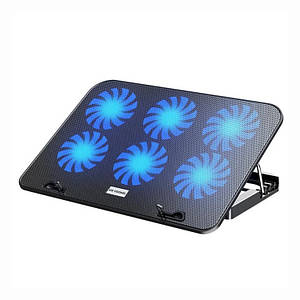 Підставка для ноутбука, що охолоджує, до 15.6" IceCoorel A9 Laptop Stand Blue LED зі зміною нахилу чорна