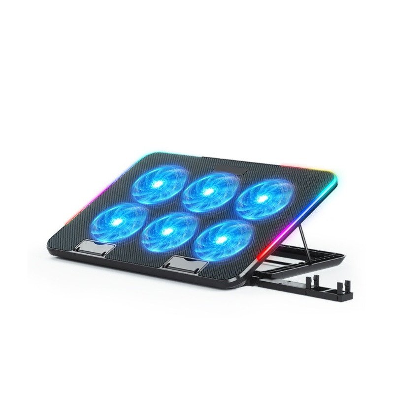 Підставка для ноутбука, що охолоджує, до 15.6" IceCoorel A9R Laptop Stand Blue RGB LED зі зміною нахилу чорна, фото 1