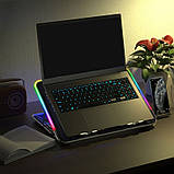Підставка для ноутбука, що охолоджує, до 15.6" IceCoorel A9R Laptop Stand Blue RGB LED зі зміною нахилу чорна, фото 5