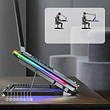 Підставка для ноутбука, що охолоджує, до 15.6" IceCoorel A9R Laptop Stand Blue RGB LED зі зміною нахилу чорна, фото 6