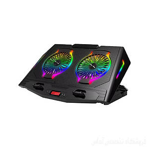 Підставка для ноутбука, що охолоджує, до 17" IceCoorel N10 Laptop Stand Blue RGB LED зі зміною нахилу чорна