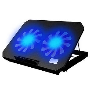 Підставка для ноутбука, що охолоджує, до 15.6" IceCoorel N106 Laptop Stand Blue LED зі зміною нахилу чорна