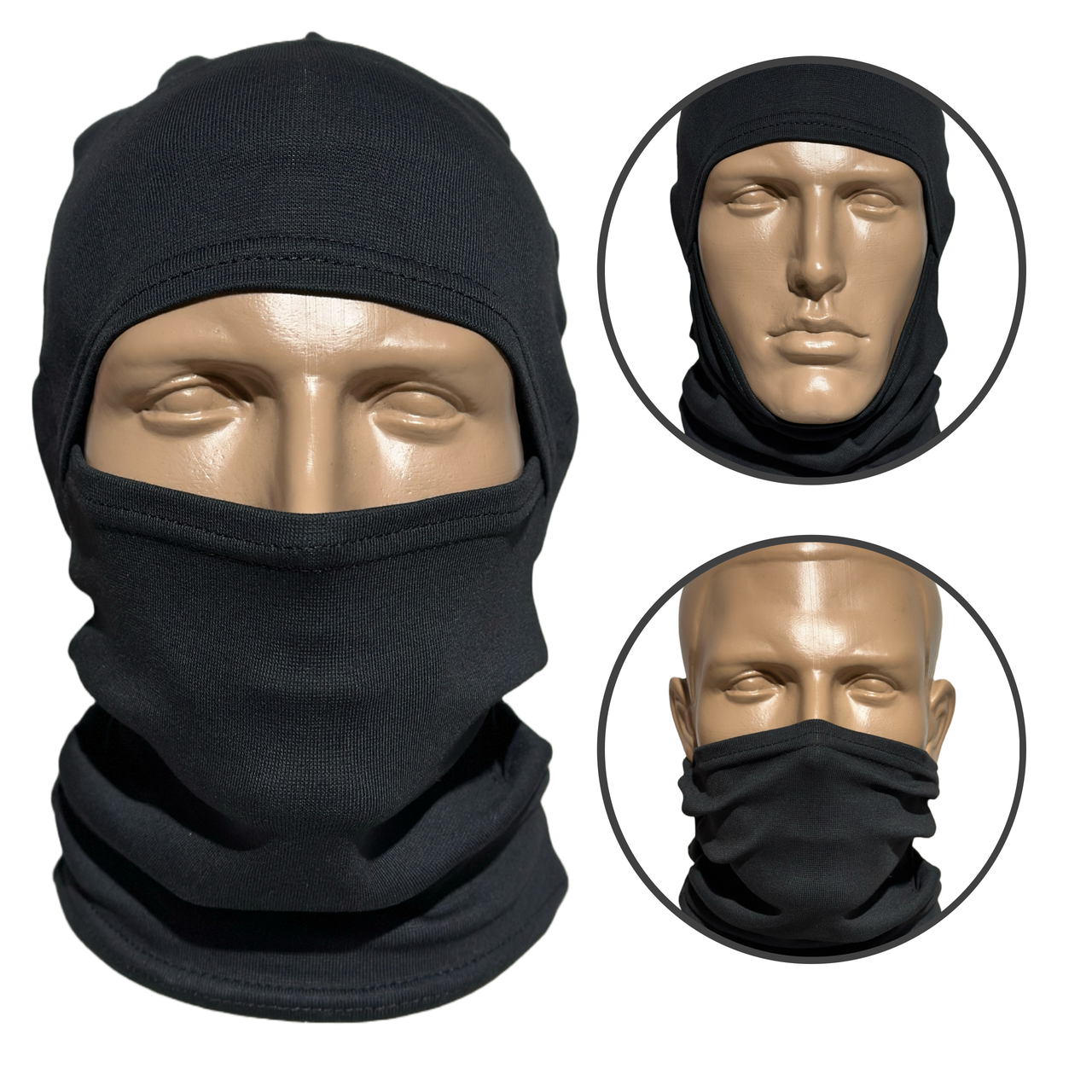 Балаклава тактична зимова, захисна балаклава з тканини, міцний бавовняний підшоломник Чорна, фото 1