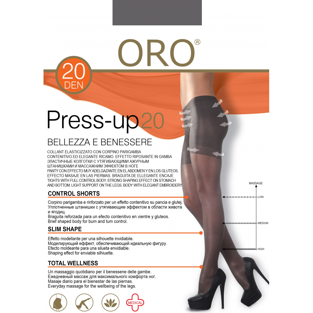 Корекційні жіночі колготки корегуючі ORO PRESS-UP 20 DEN fumo 5