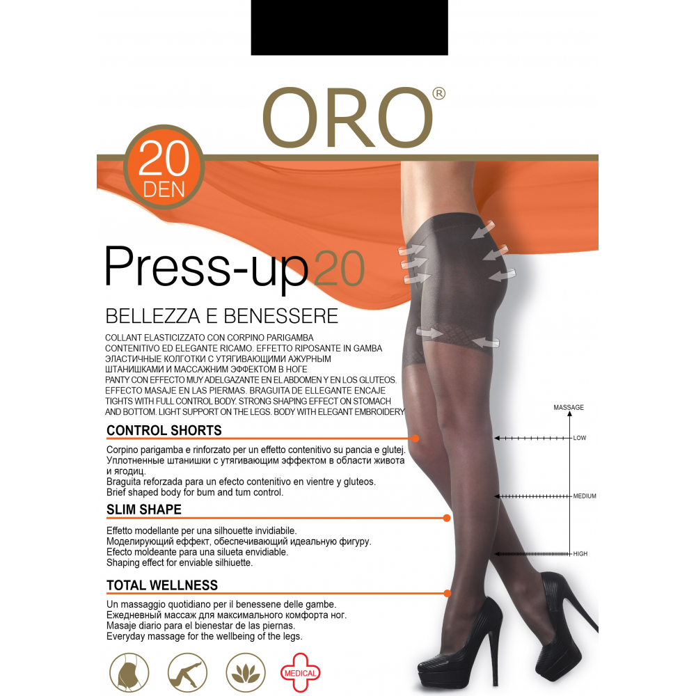 Корекційні жіночі колготки корегуючі ORO PRESS-UP 20 DEN nero 3
