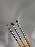Набір пензликів для малювання з деревʼяною ручкою (3шт)